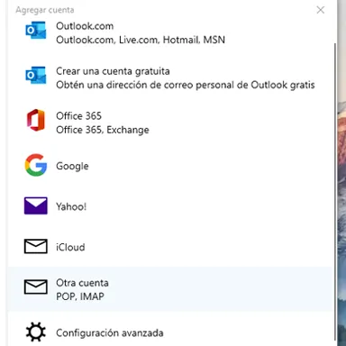 Configurar una cuenta de correo en Windows